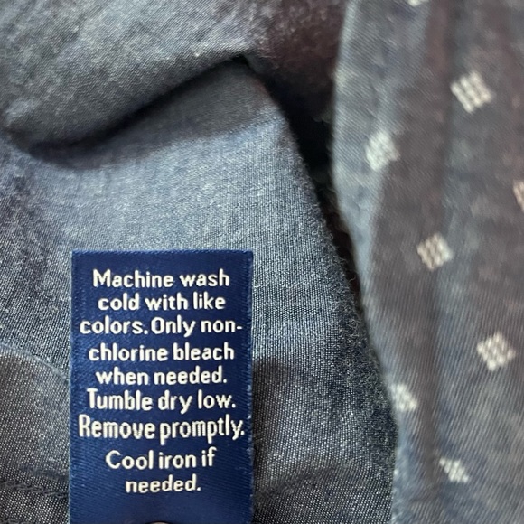 Apt 9 Blue Long Sleeve Shirt Slim Fit Diamond Pattern Stretch Fabric 17 34/35 - Picture 8 of 10